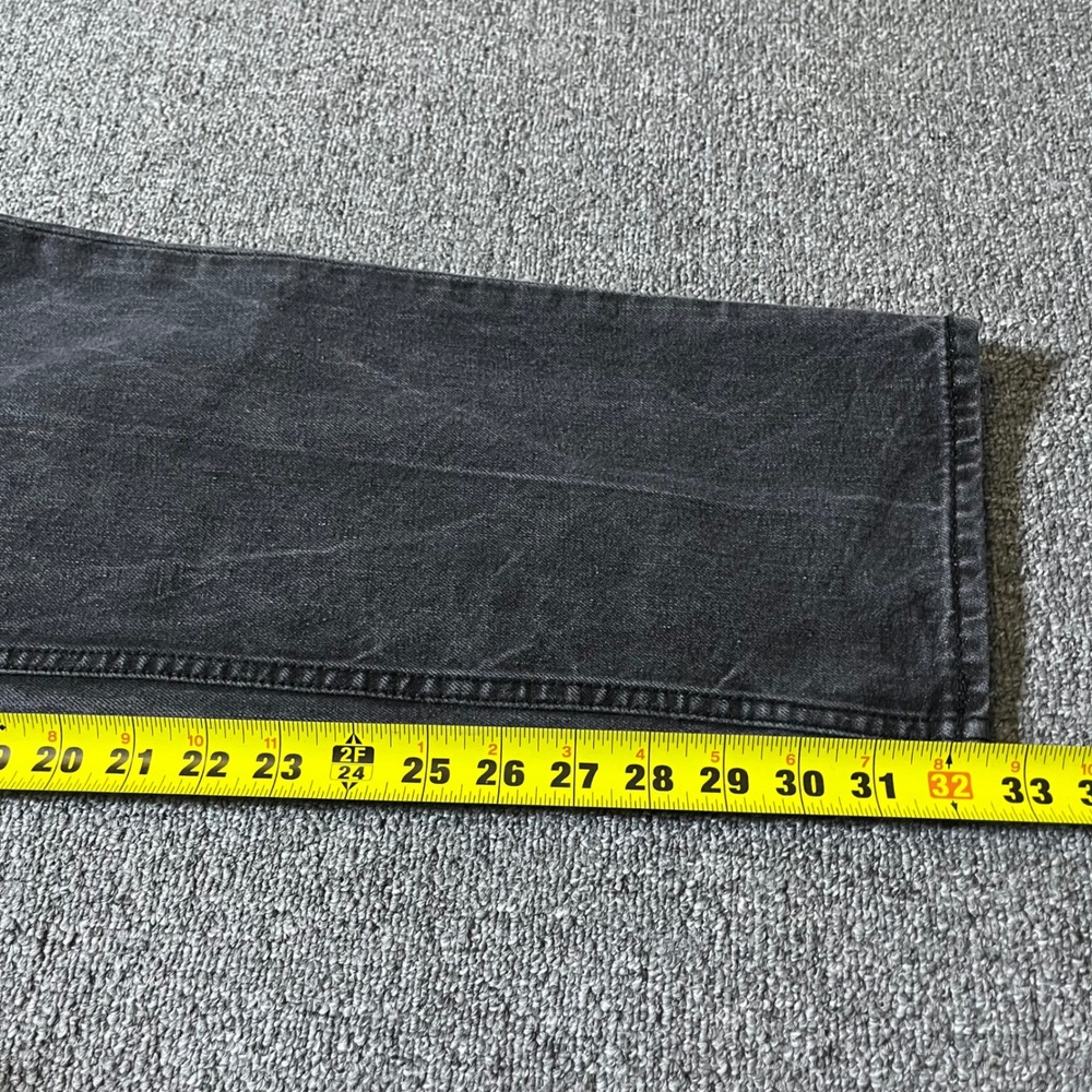 AKOO Jeans 36 Black Wash Denim Straight Leg Streetwear Baggy Hip Hop - Picture 7 of 9
